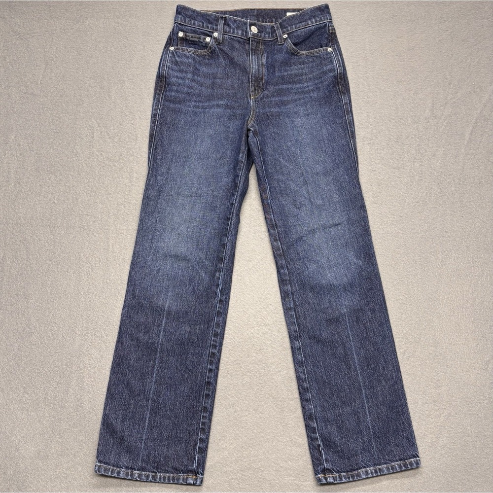 AYR The Legend Jeans Womens 27S Dark Wash Blue High Rise Straight Leg USA Made - Picture 2 of 14